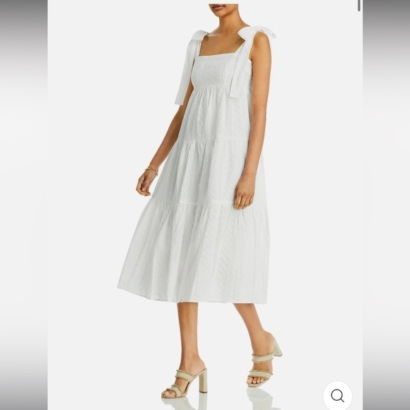 Aqua Womens Cotton Embroidered Midi Dress Small - Picture 2 of 11